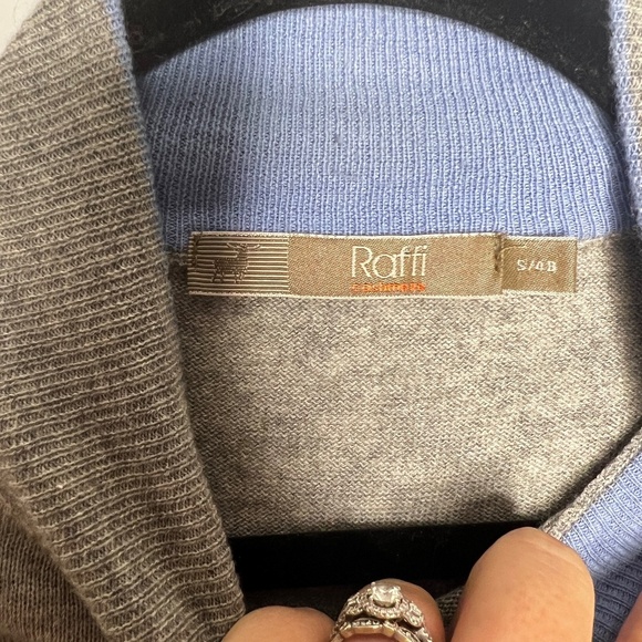Raffi Mens 1/4 Zip Mock  Sweater Cotton and Cashmere Grey Blue Size Small - Picture 4 of 5